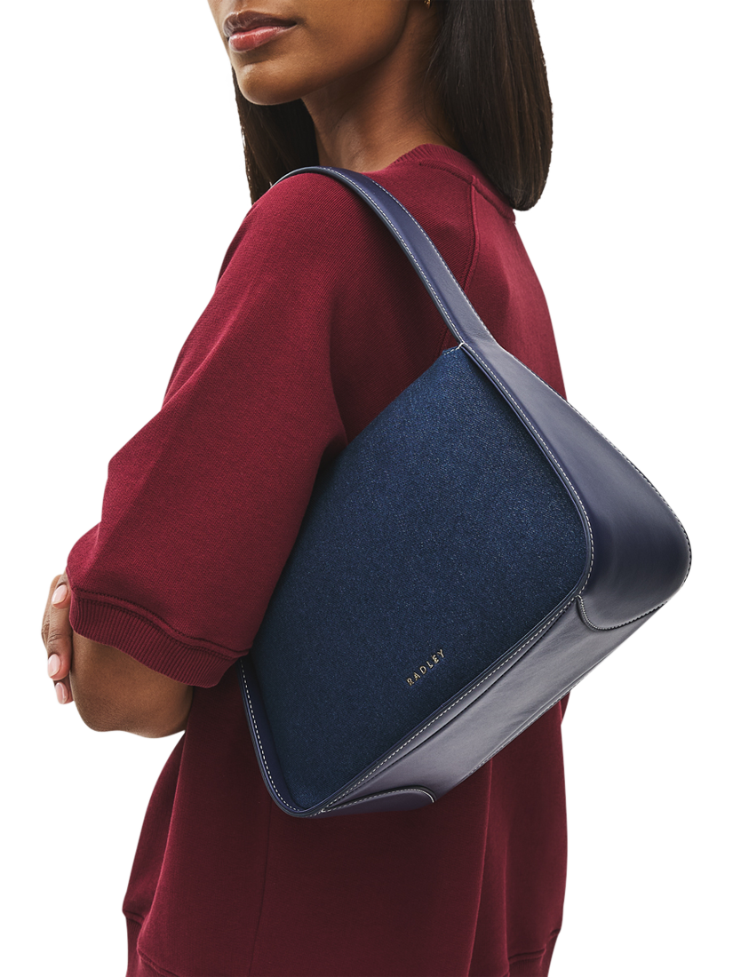 Product image 6 of 6, which shows Radley Westwell Lane Denim & Leather Grab Bag, Evenfall