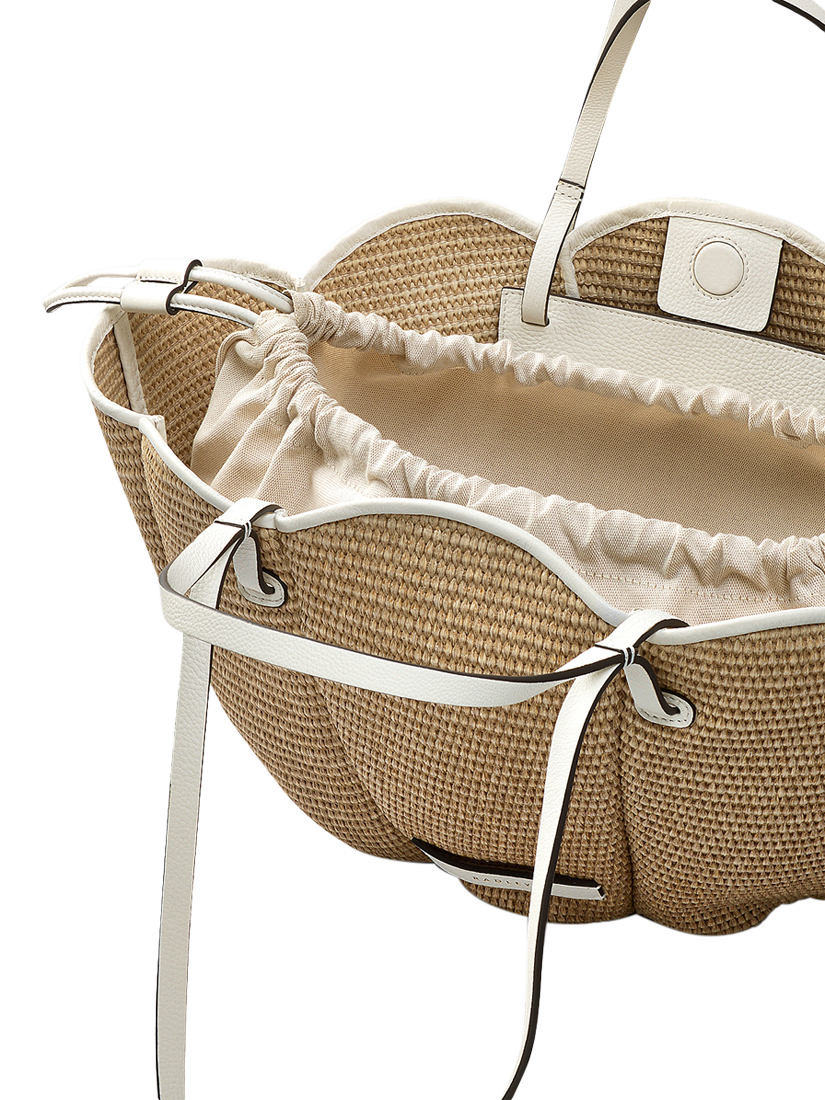 Product image 2 of 4, which shows Radley Lily Leather Canvas Drawstring Bag, Natural