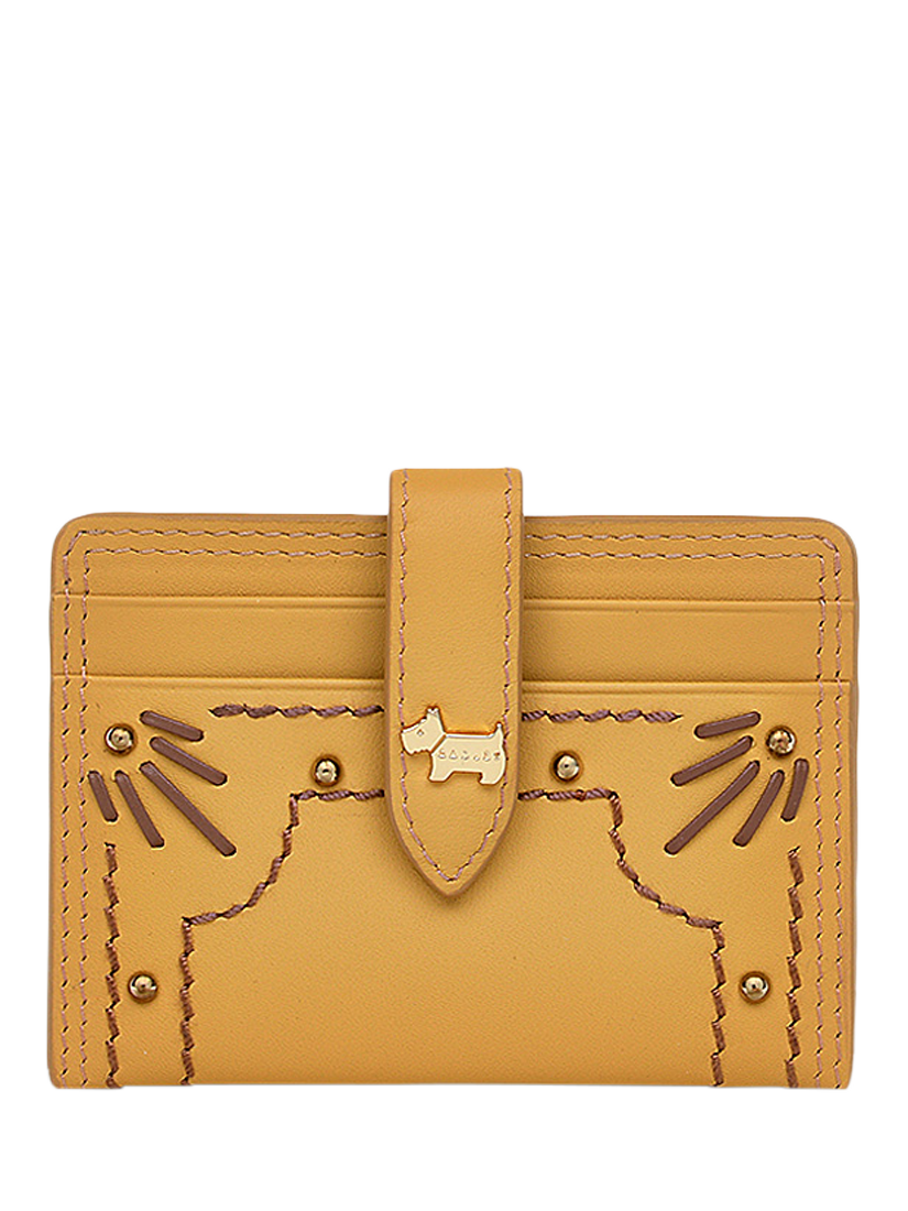 Product image 1 of 3, which shows Radley Willis Street Leather Studded Cardholder, Pecan