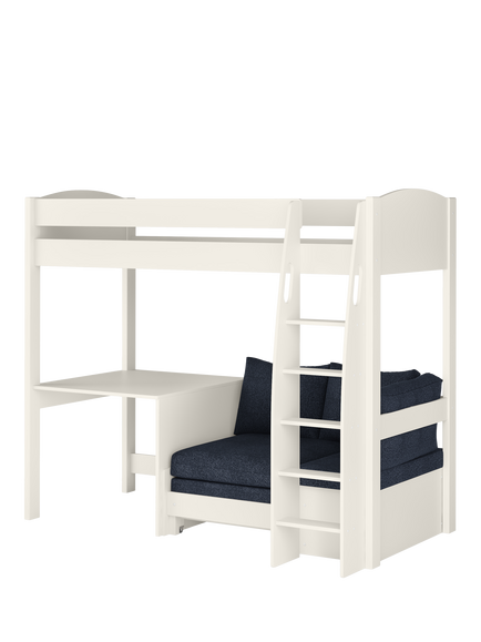 Stompa Uno S 21 High Sleeper Bed Frame with Fixed Desk, Ocean Blue, Ocean Blue