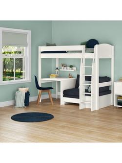 Stompa Uno S 21 High Sleeper Bed Frame with Fixed Desk, Ocean Blue - view 2, Ocean Blue