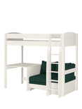 Stompa Uno S 21 High Sleeper Bed Frame with Fixed Desk, Teal Green