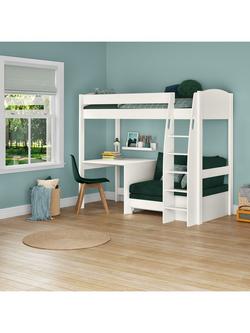 Stompa Uno S 21 High Sleeper Bed Frame with Fixed Desk, Teal Green - view 2, Teal Green
