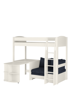 Stompa Uno S 22 High Sleeper Bed Frame with Pull-Out Desk, Ocean Blue, Ocean Blue