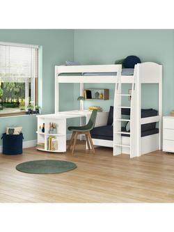 Stompa Uno S 22 High Sleeper Bed Frame with Pull-Out Desk, Ocean Blue - view 2, Ocean Blue