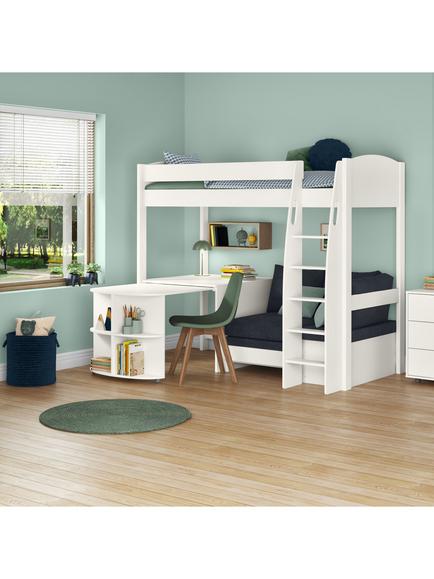 Stompa Uno S 22 High Sleeper Bed Frame with Pull-Out Desk, Ocean Blue - view 2, Ocean Blue