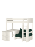 Stompa Uno S 22 High Sleeper Bed Frame with Pull-Out Desk, Teal Green