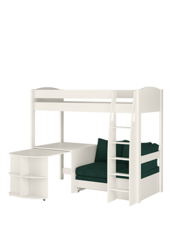 Stompa Uno S 22 High Sleeper Bed Frame with Pull-Out Desk, Teal Green, Teal Green