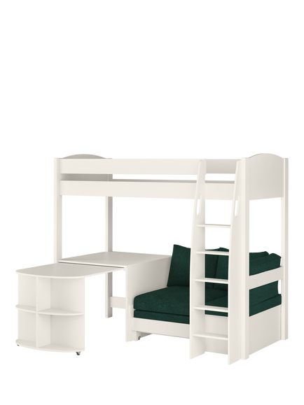 Stompa Uno S 22 High Sleeper Bed Frame with Pull-Out Desk, Teal Green, Teal Green