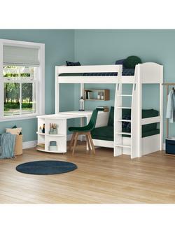 Stompa Uno S 22 High Sleeper Bed Frame with Pull-Out Desk, Teal Green - view 2, Teal Green