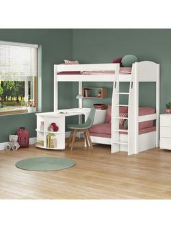 Stompa Uno S 22 High Sleeper Bed Frame with Pull-Out Desk, Pink Blossom - view 2, Pink Blossom