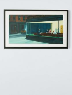 John Lewis Edward Hopper 'Nighthawks' Framed Print & Mount, 52 x 84cm, Green/Multi, Multi
