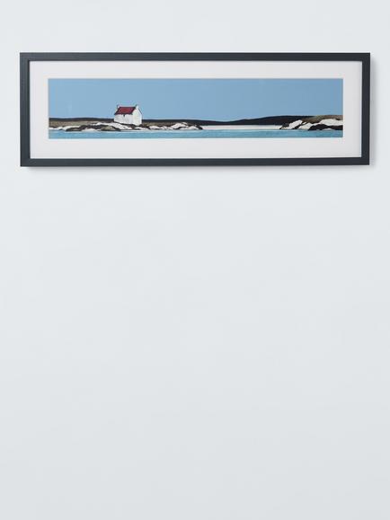 John Lewis Ron Lawson 'Blue Island' Framed Print & Mount, 27 x 82cm, Blue, Multi