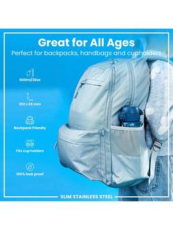 Ion8 Exotic Birds Stainless Steel Slim Leak-Proof Drinks Bottle, 600ml, Teal/Multi - view 2, Teal/Multi