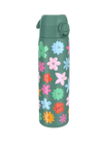Ion8 Floral Stainless Steel Slim Leak-Proof Drinks Bottle, 600ml, Green/Multi