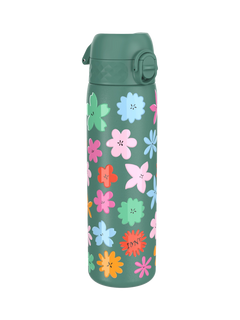 Ion8 Floral Stainless Steel Slim Leak-Proof Drinks Bottle, 600ml, Green/Multi