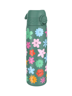 Ion8 Floral Stainless Steel Slim Leak-Proof Drinks Bottle, 600ml, Green/Multi, Green/Multi