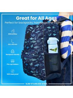 Ion8 Jet Fighter Stainless Steel Slim Leak-Proof Drinks Bottle, 600ml, Blue/Multi - view 2, Blue/Multi