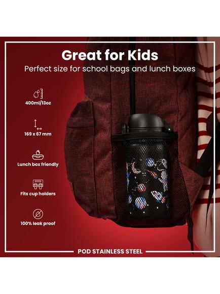 Ion8 Kids' Stainless Steel Leak-Proof Drinks Bottle, 400ml, Space - view 2, Space