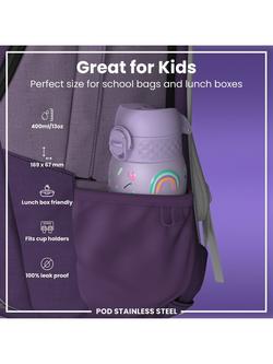 Ion8 Kids' Stainless Steel Leak-Proof Drinks Bottle, 400ml, Unicorn - view 2, Unicorn