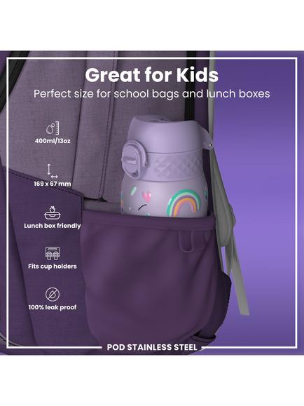 Ion8 Kids' Stainless Steel Leak-Proof Drinks Bottle, 400ml, Unicorn - view 2, Unicorn