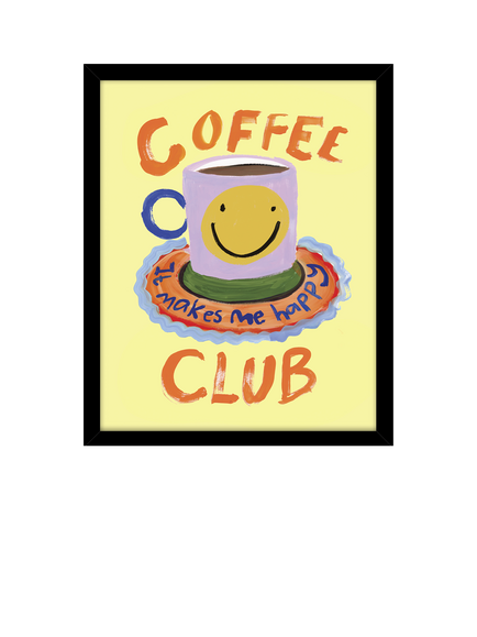 John Lewis Eleanor Bowmer 'Coffee Club' Framed Print, 32 x 26cm, Yellow/Multi, Black Yellow Orange