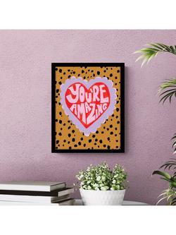 John Lewis Eleanor Bowmer 'You're Amazing' Framed Print, 32 x 26cm, Red/Multi - view 2, Black Red Brown