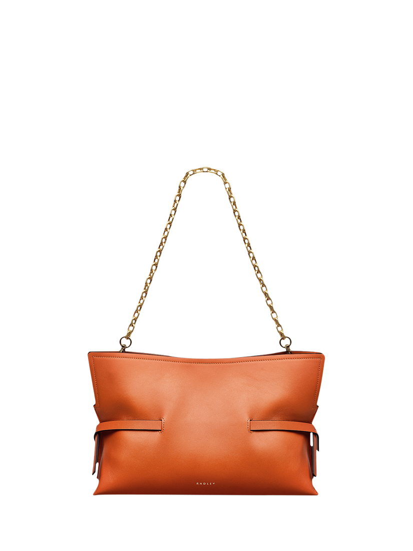 Product image 1 of 6, which shows Radley Fleet Street Leather Medium Open Top Clutch Bag, Orange Peel