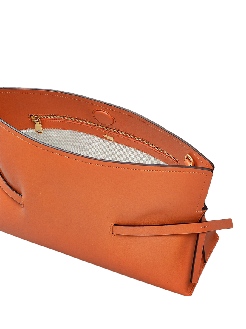 Product image 3 of 6, which shows Radley Fleet Street Leather Medium Open Top Clutch Bag, Orange Peel