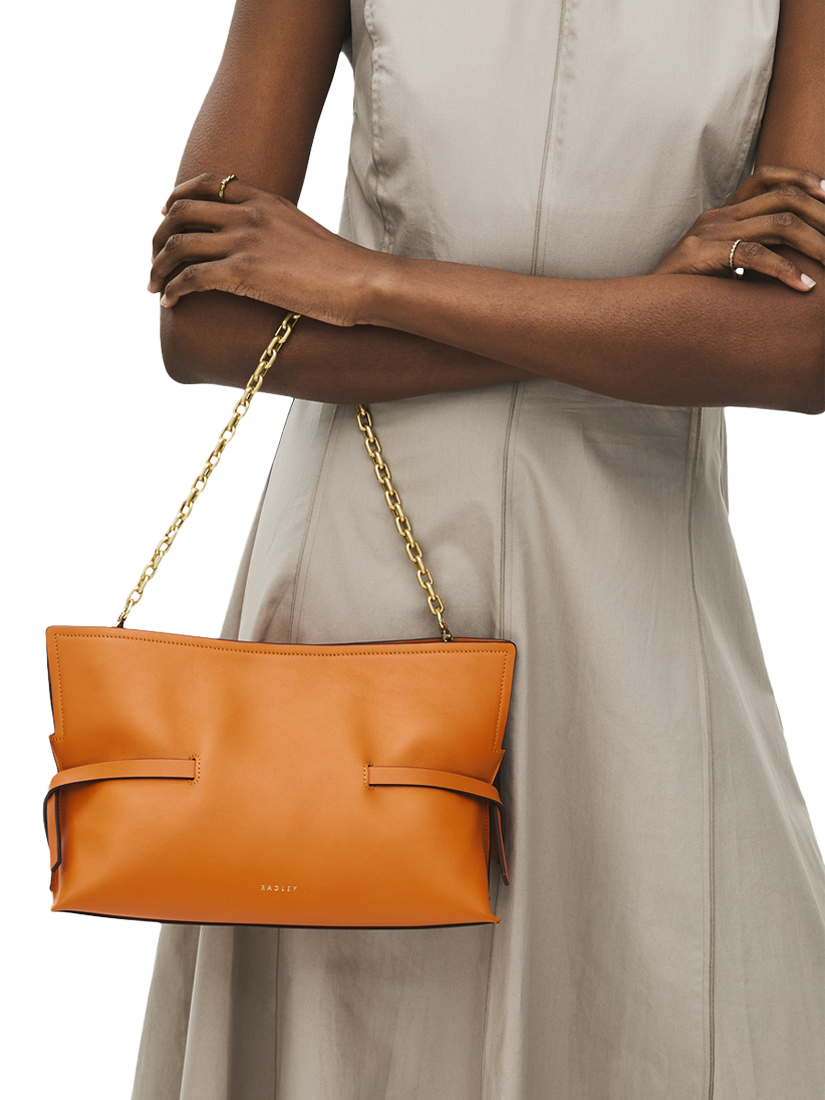 Product image 5 of 6, which shows Radley Fleet Street Leather Medium Open Top Clutch Bag, Orange Peel
