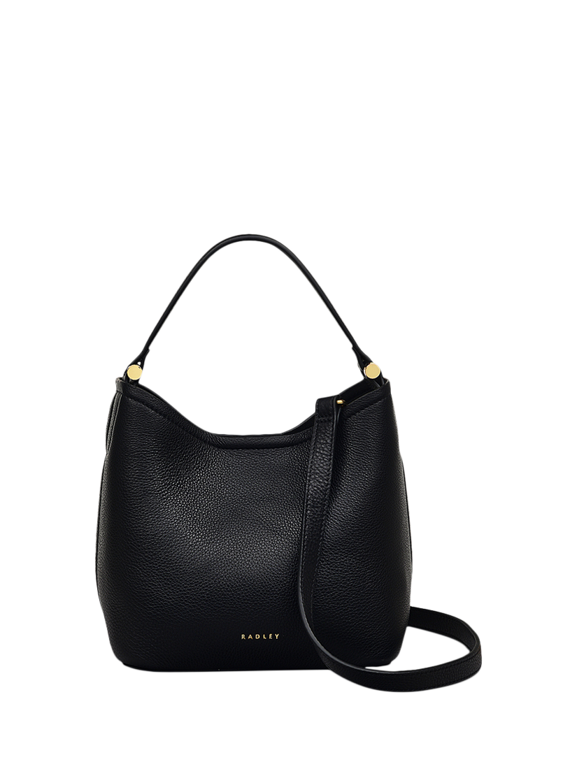 Product image 1 of 6, which shows Radley Bathurst Mews Leather Small Open Top Grab Bag, Black
