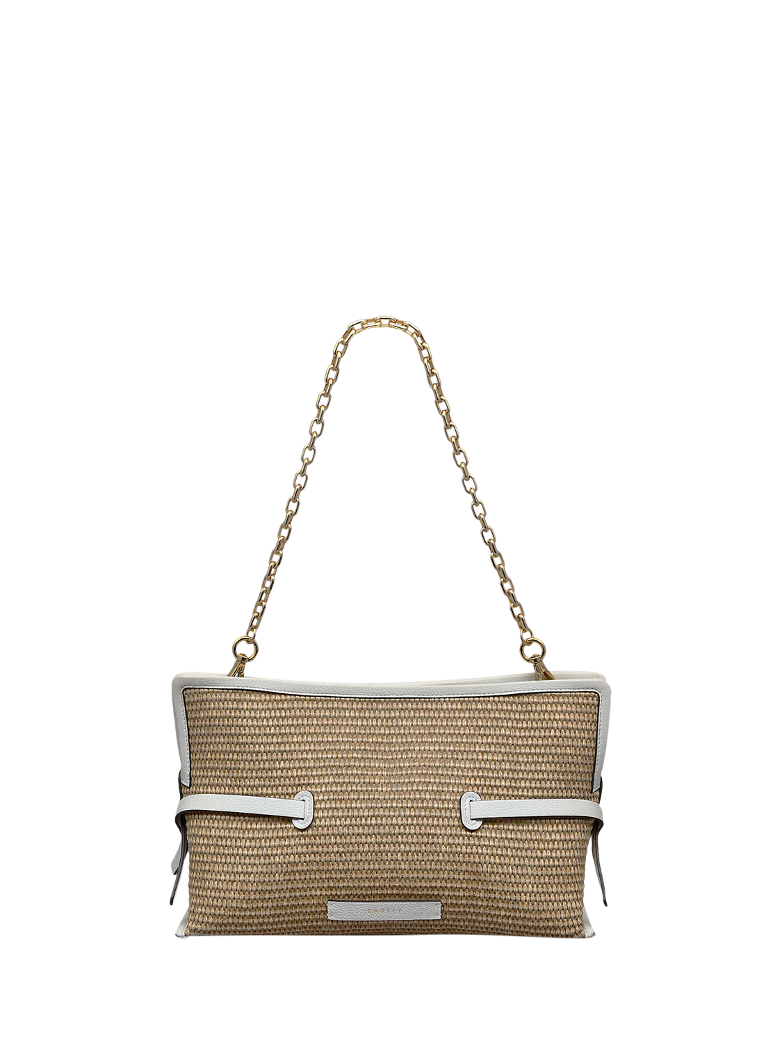 Product image 1 of 6, which shows Radley Fleet Street Raffia Medium Open Top Clutch Bag, Natural