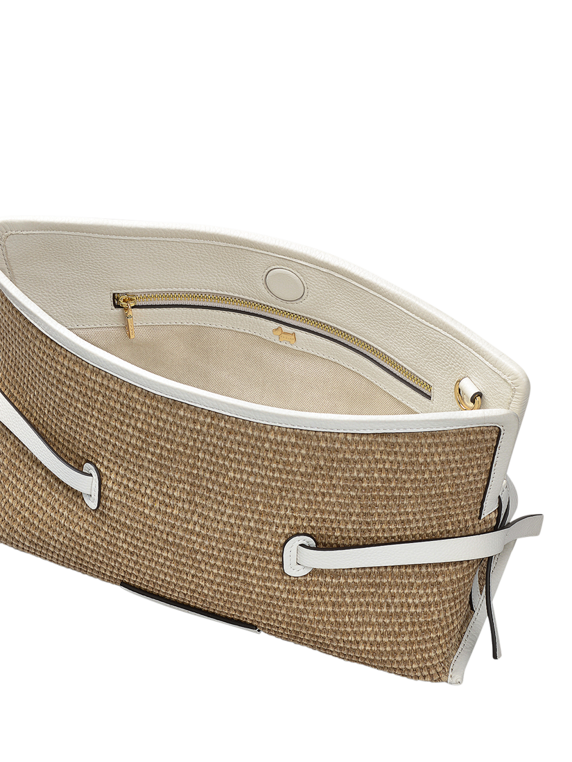 Product image 3 of 6, which shows Radley Fleet Street Raffia Medium Open Top Clutch Bag, Natural