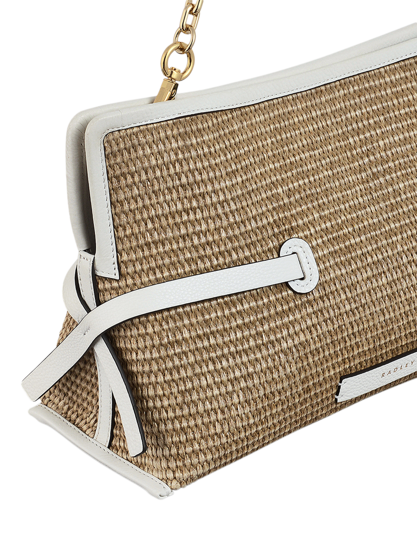 Product image 4 of 6, which shows Radley Fleet Street Raffia Medium Open Top Clutch Bag, Natural
