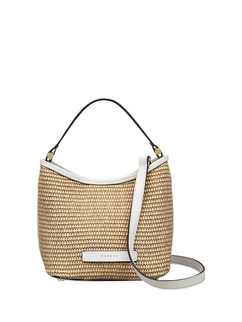 Product image 1 of 6, which shows Radley Bathurst Mews Raffia Small Open Top Grab Bag, Natural