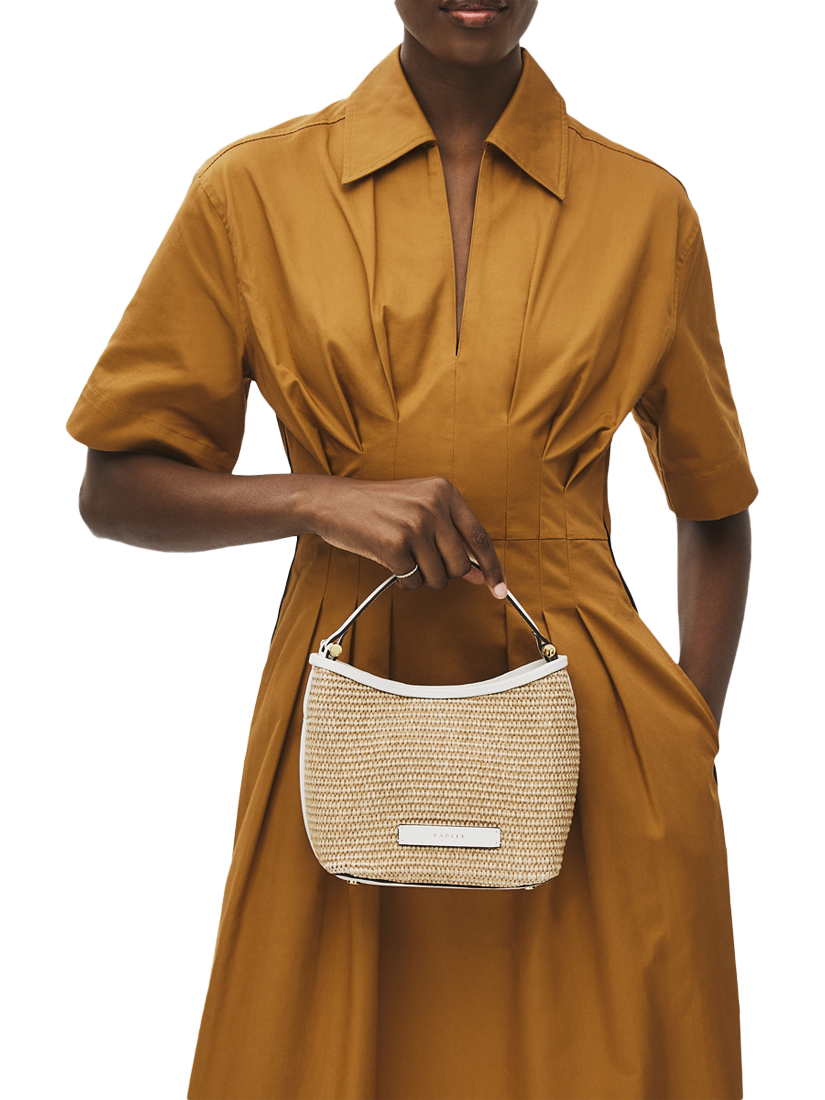 Product image 5 of 6, which shows Radley Bathurst Mews Raffia Small Open Top Grab Bag, Natural