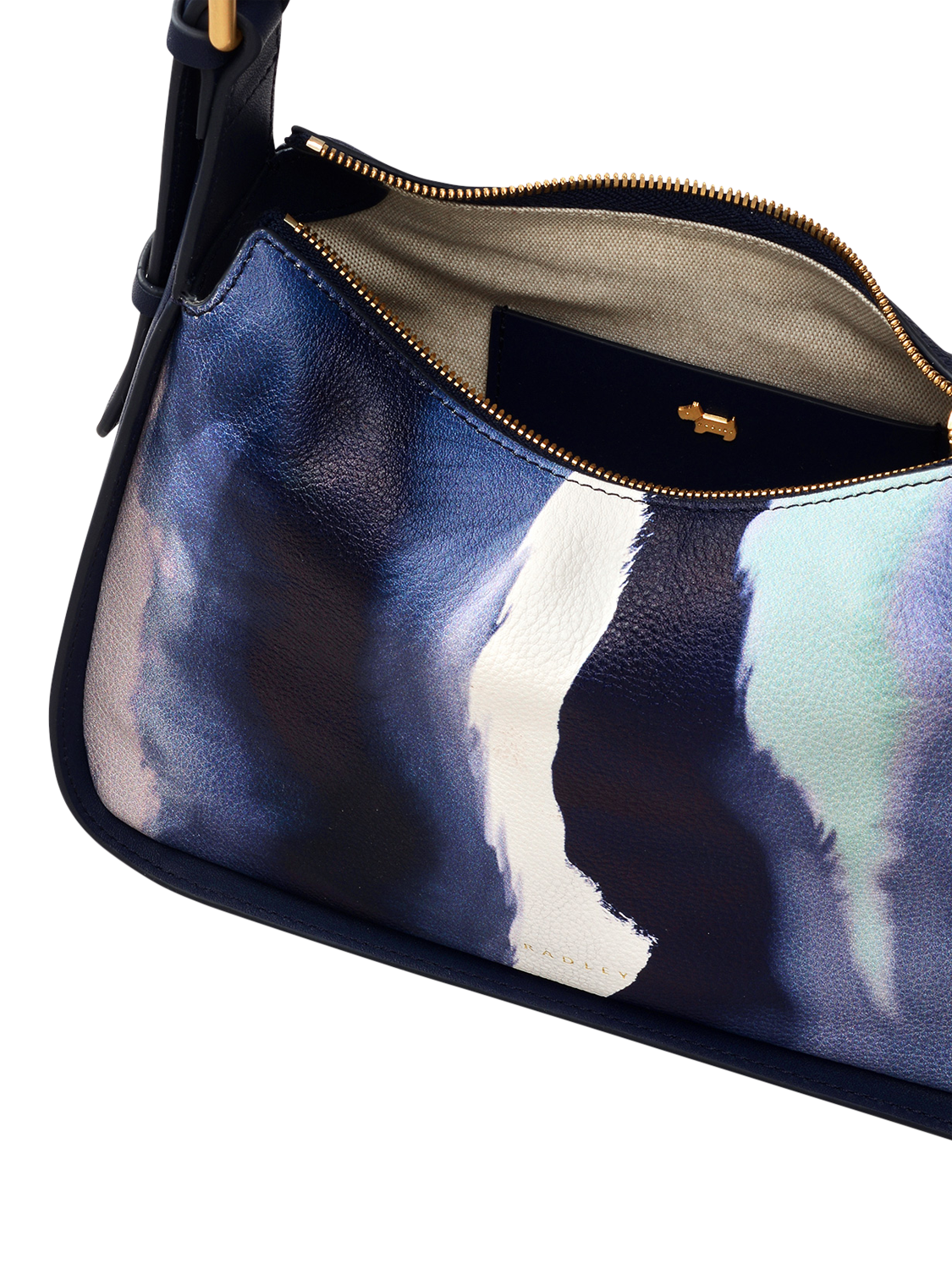 Product image 3 of 5, which shows Radley Westwell Lane Leather Stripe Small Zip Top Grab Bag, Evenfall