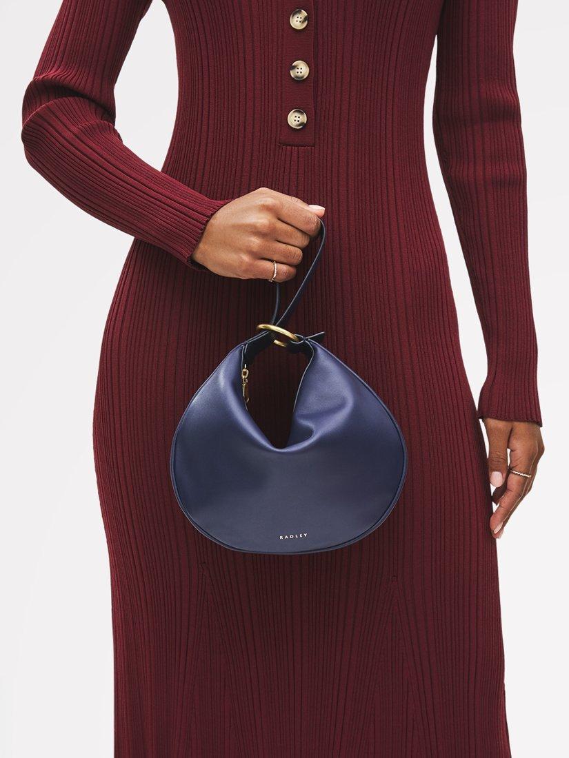 Product image 6 of 6, which shows Radley Harrington Leather Medium Zip Top Clutch Bag, Evenfall