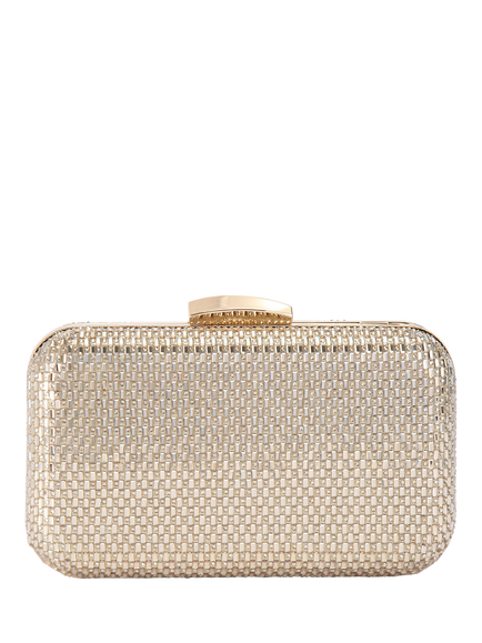 Miss KG Fleur Embellished Box Clutch Bag, Gold, Gold
