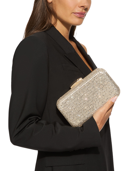 Miss KG Fleur Embellished Box Clutch Bag, Gold - view 2, Gold