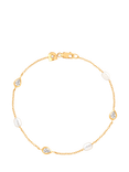 Astrid & Miyu Pearl & Crystal Charm Bracelet, Yellow Gold