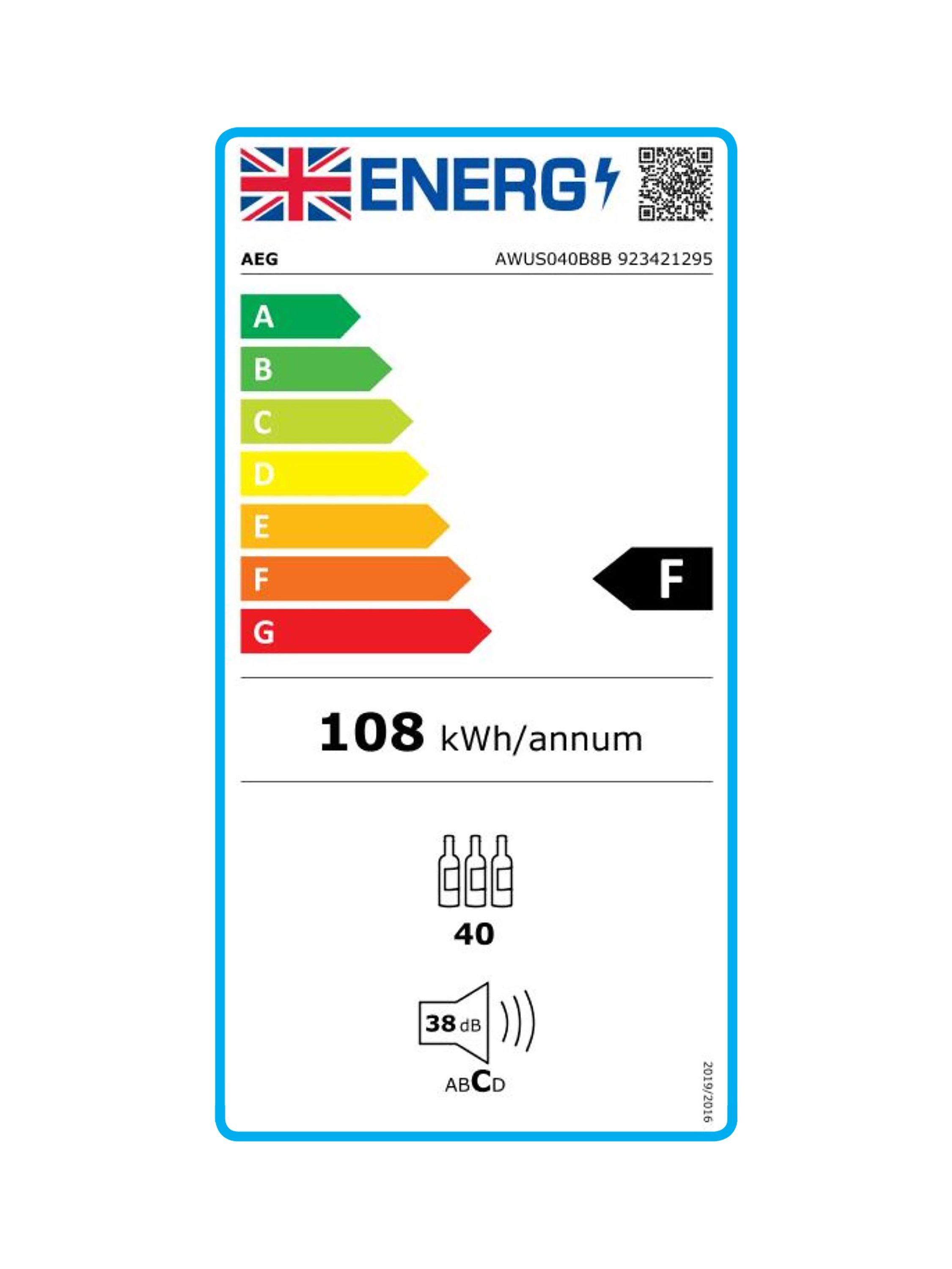 This item is rated F for energy efficiency on a scale from A (most efficient) to G (least efficient).