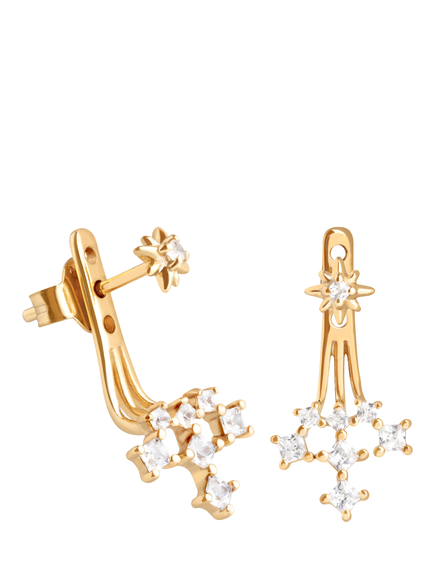 Product image 1 of 2, which shows Astrid & Miyu Cosmic Star Crystal Ear Jacket, Yellow Gold
