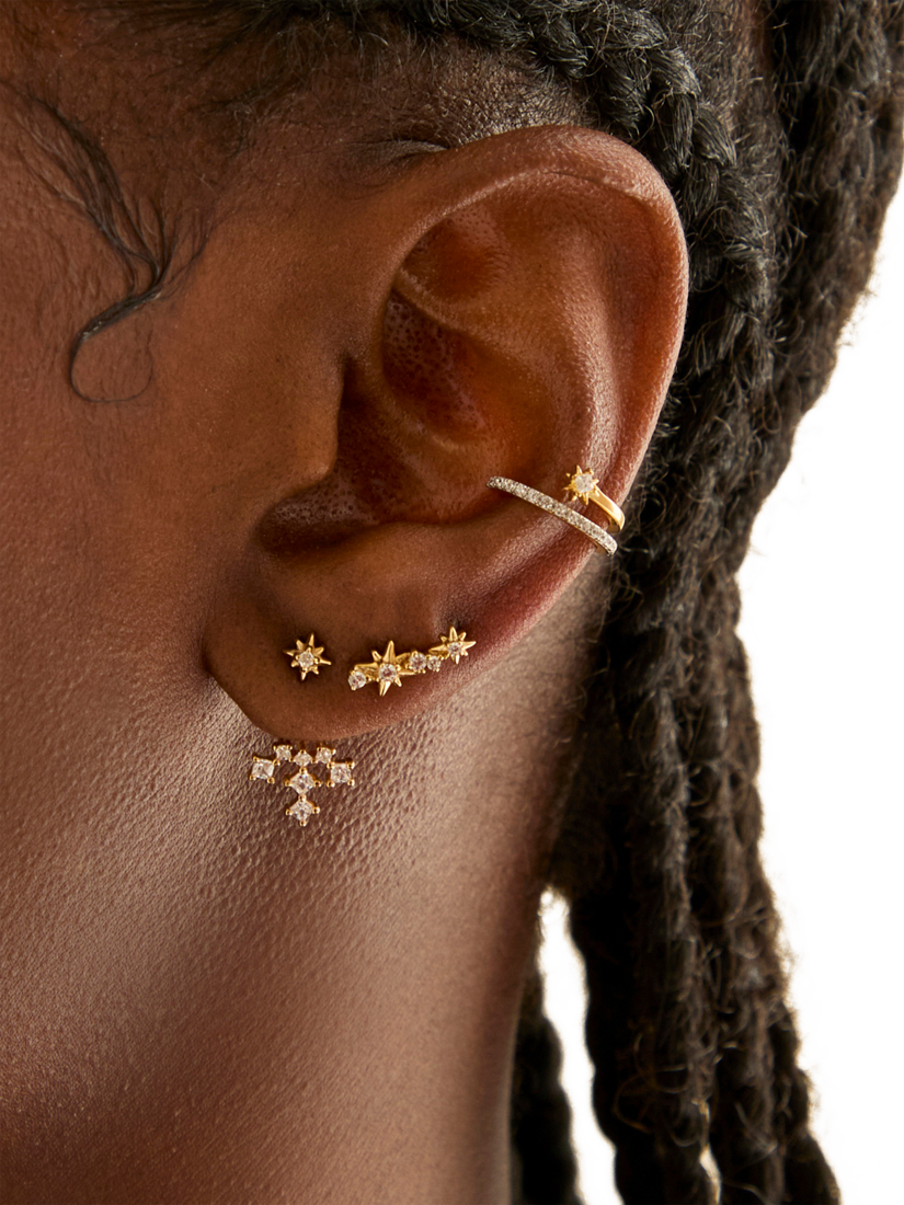 Product image 2 of 2, which shows Astrid & Miyu Cosmic Star Crystal Ear Jacket, Yellow Gold