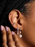 Astrid & Miyu Pearl and Crystal Drop Stud Earrings, Yellow Gold