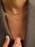 Astrid & Miyu Pear Bezel Lariat Necklace, Yellow Gold
