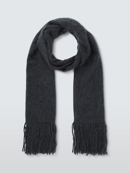 John Lewis Brushed Cashmere Scarf - view 2, Charcoal