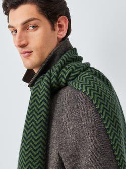 John Lewis Cashmere Herringbone Scarf, Blue/Green, Blue/Green