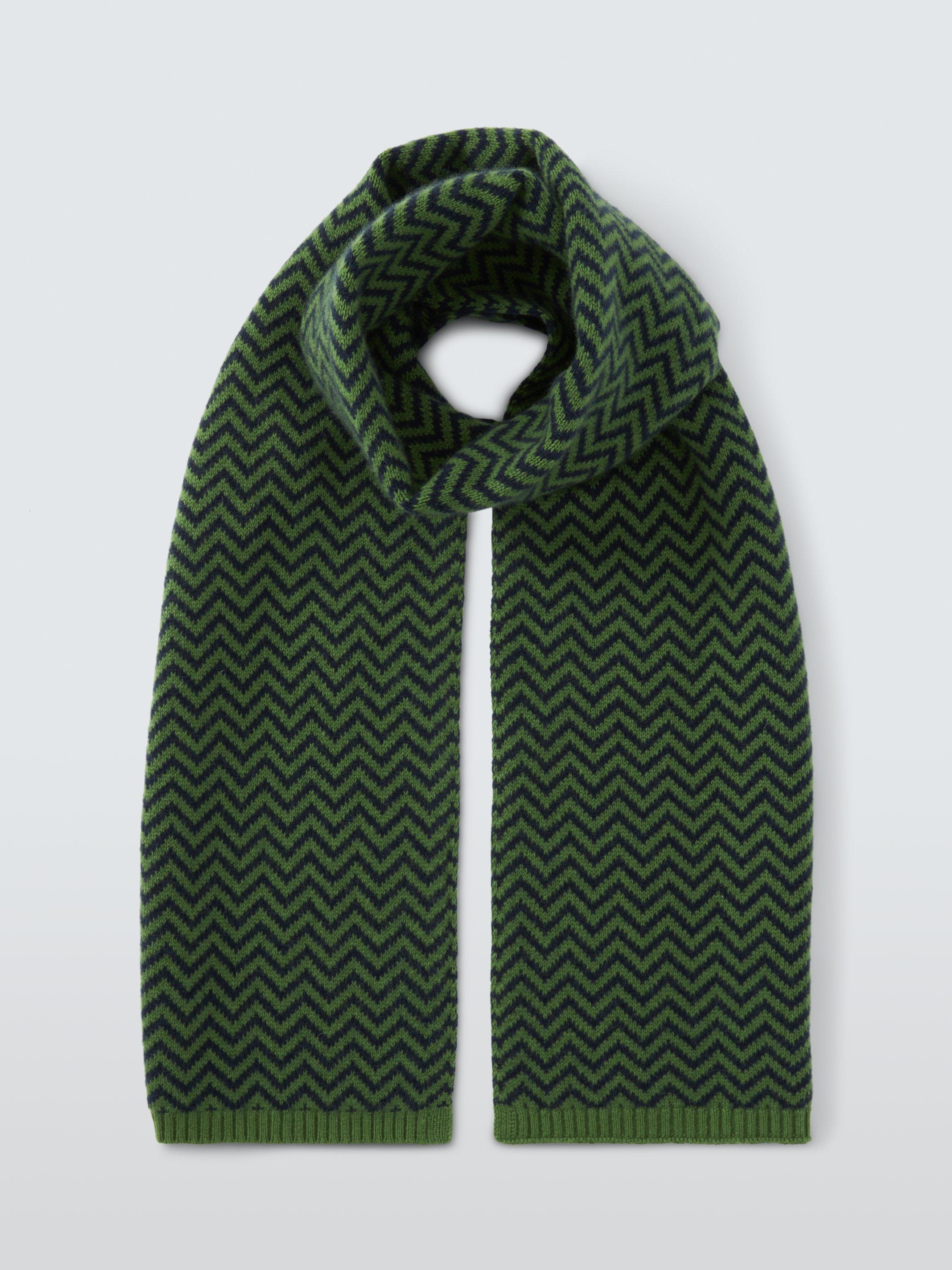 Product image 2 of 6, which shows John Lewis Cashmere Herringbone Scarf, Blue/Green