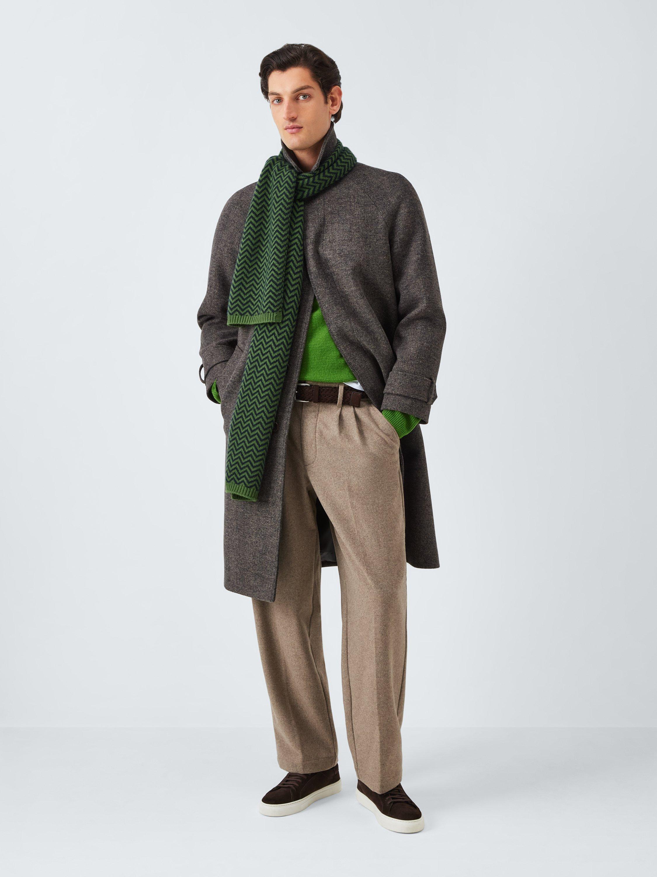 Product image 6 of 6, which shows John Lewis Cashmere Herringbone Scarf, Blue/Green